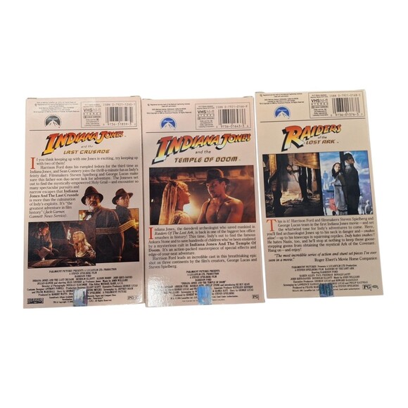 Indiana Jones Trilogy Collector’s Edition 3-Tape VHS Set - Tested - Raiders, Tem - Picture 2 of 7